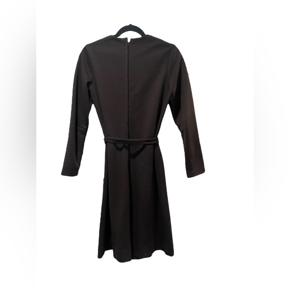 Vintage Toni Todd Dark Brown Long Sleeve Faux Fur Tie Waist 1970s Dress Size 14 - Picture 7 of 13